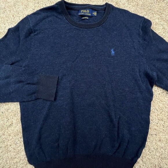 Polo Ralph Lauren Sweater Adult Medium Blue Pony Pullover Crewneck Long Sleeve - Picture 1 of 8